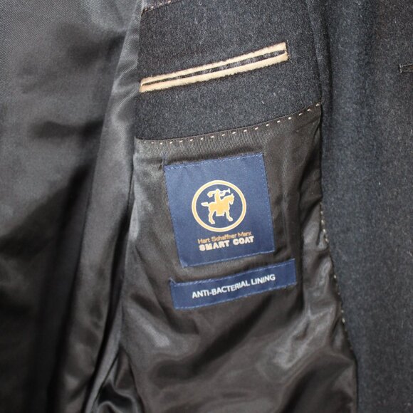 NWOT  $99 Hart Schaffner Marx Charcoal Wool/Cashmere Top Coat Overcoat 40S - Picture 3 of 16